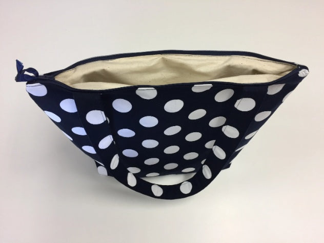 Medium Tote Bag with Zip - Navy Spot