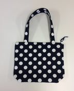 Medium Tote Bag with Zip - Navy Spot
