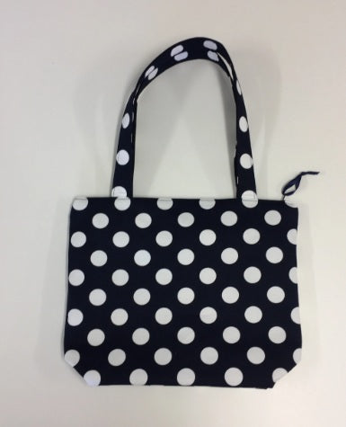Medium Tote Bag with Zip - Navy Spot