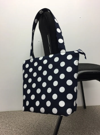 Medium Tote Bag with Zip - Navy Spot