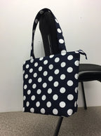 Medium Tote Bag with Zip - Navy Spot