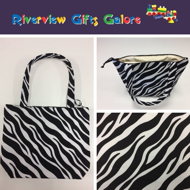 Medium Tote Bag with Zip - Zebra Print