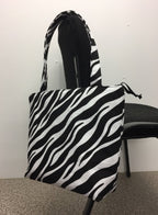 Medium Tote Bag with Zip - Zebra Print
