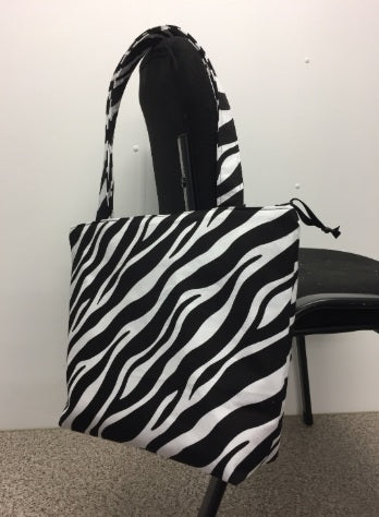 Medium Tote Bag with Zip - Zebra Print