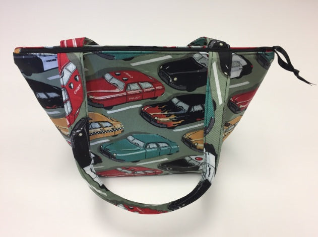 Medium Tote Bag with Zip - Vintage Cars