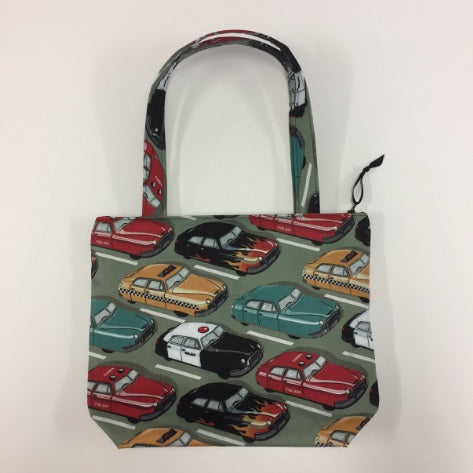 Medium Tote Bag with Zip - Vintage Cars