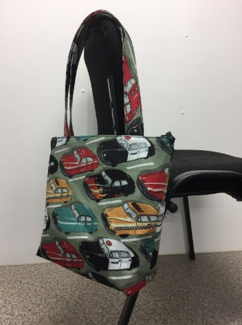 Medium Tote Bag with Zip - Vintage Cars