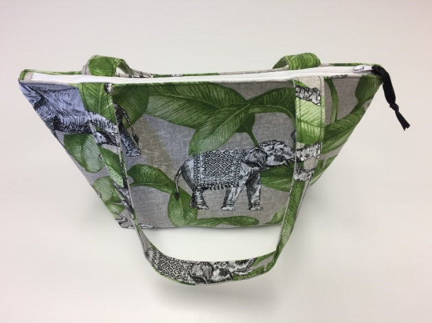 Medium Tote Bag with Zip - Elephants