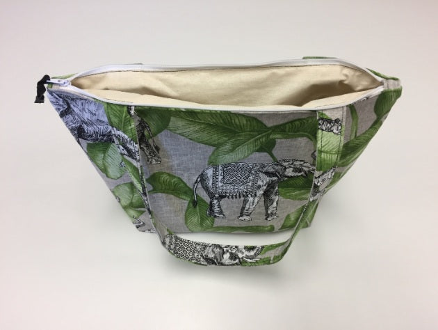 Medium Tote Bag with Zip - Elephants