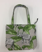 Medium Tote Bag with Zip - Elephants