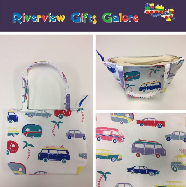 Medium Tote Bag with Zip - Caravans