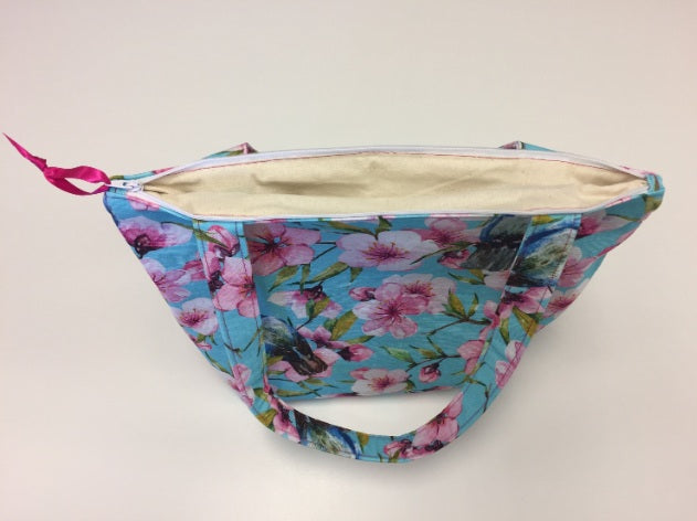 Medium Tote Bag with Zip - Blue Birds