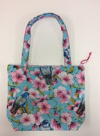 Medium Tote Bag with Zip - Blue Birds