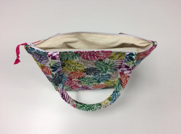 Medium Tote Bag with Zip - Multi-Coloured Leaves