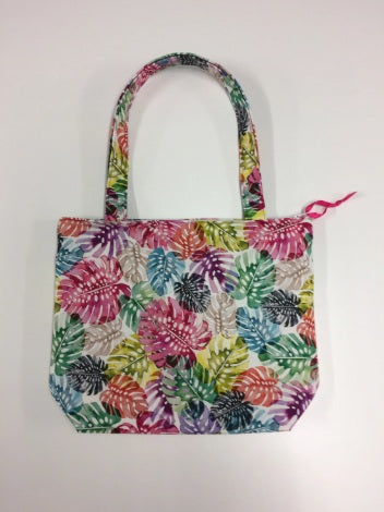 Medium Tote Bag with Zip - Multi-Coloured Leaves