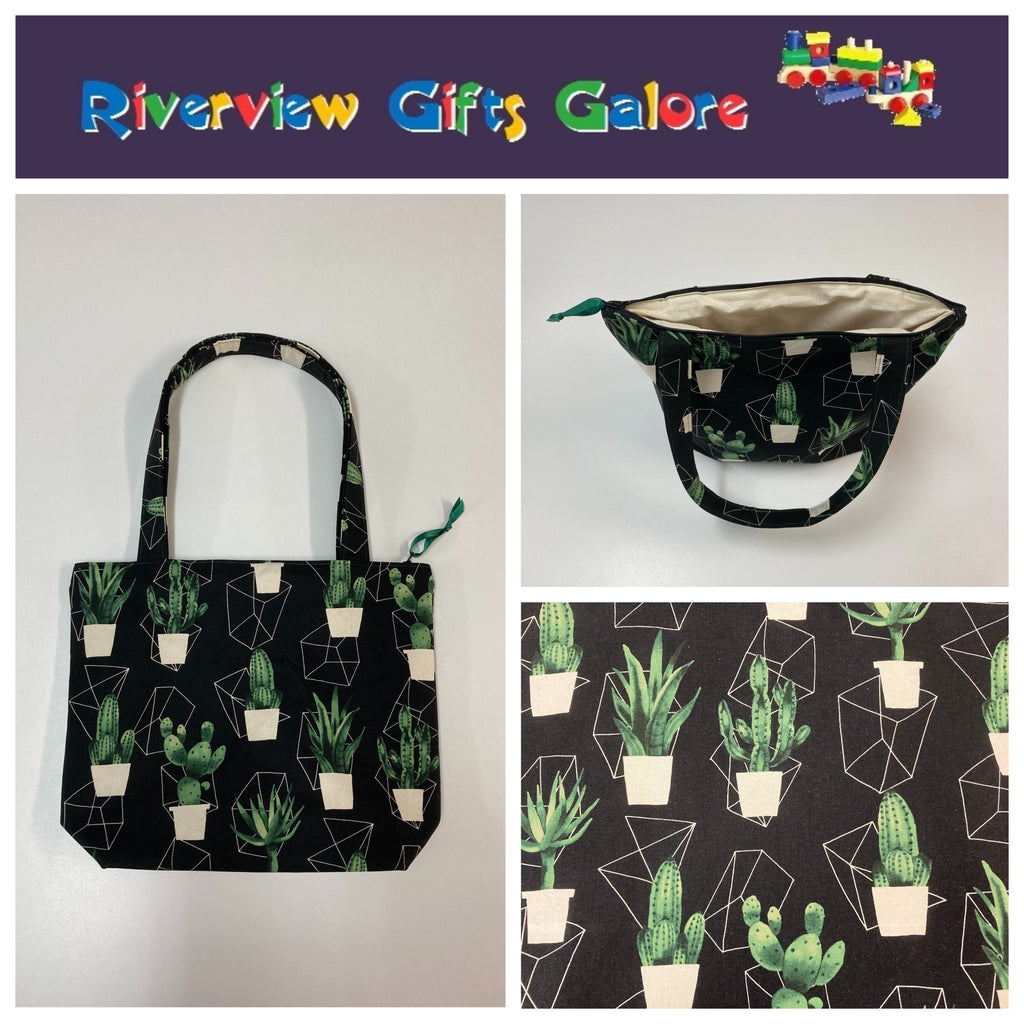 Medium Tote Bag with Zip - Cactus