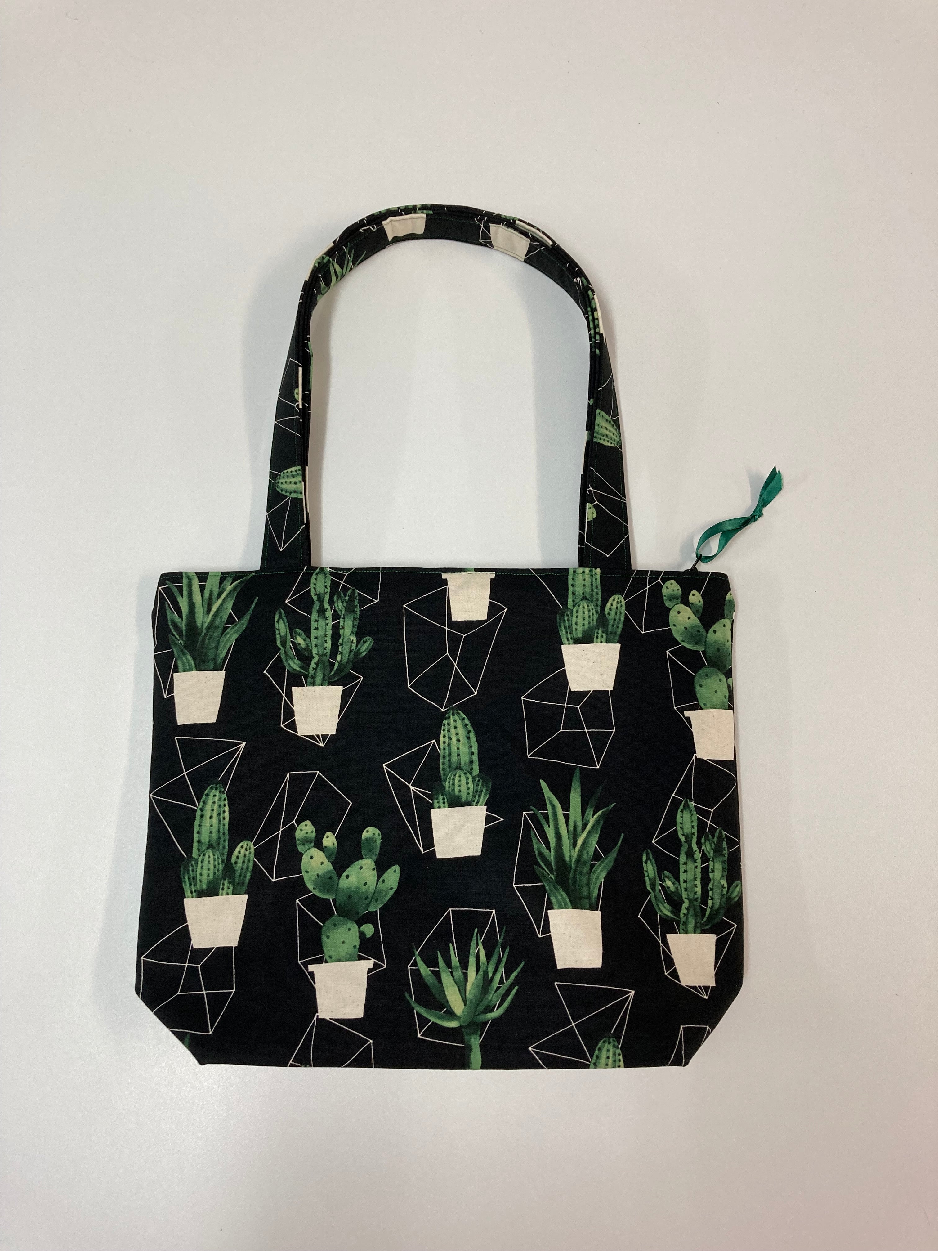 Medium Tote Bag with Zip - Cactus