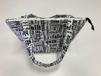 Medium Tote Bag with Zip - Sewing Words on White