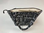 Medium Tote Bag with Zip - Sewing Words on Black