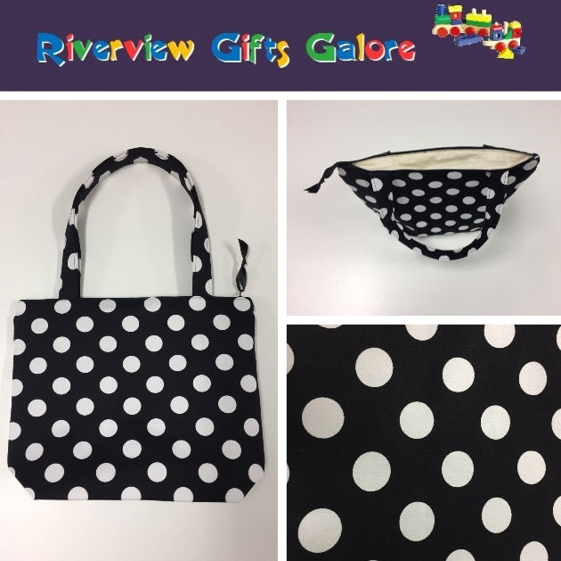 Medium Tote Bag with Zip - Black Spot