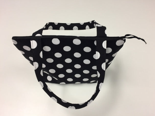 Medium Tote Bag with Zip - Black Spot