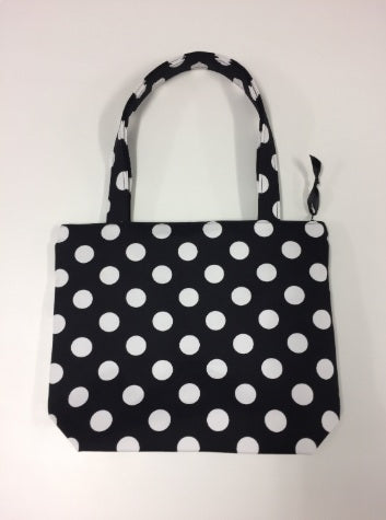 Medium Tote Bag with Zip - Black Spot