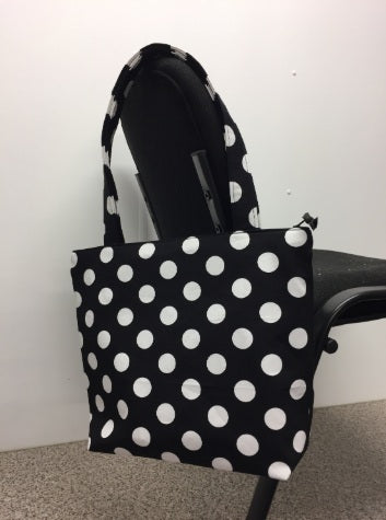 Medium Tote Bag with Zip - Black Spot