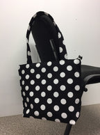 Medium Tote Bag with Zip - Black Spot