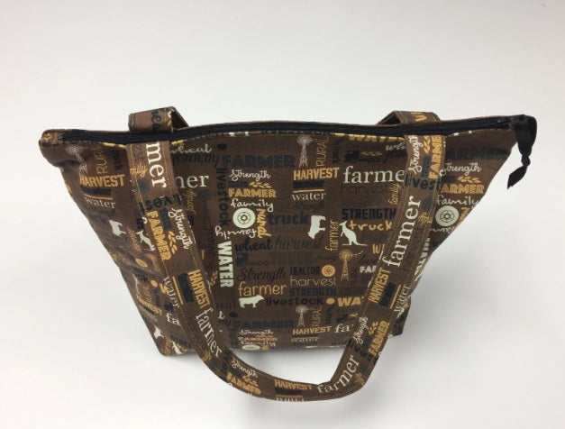 Medium Tote Bag with Zip - Farmers Fighting Spirit - Words