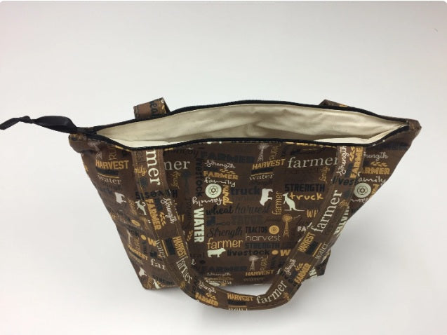 Medium Tote Bag with Zip - Farmers Fighting Spirit - Words