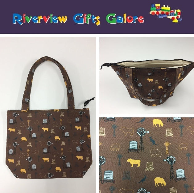 Medium Tote Bag with Zip - Farmers Fighting Spirit - Animals