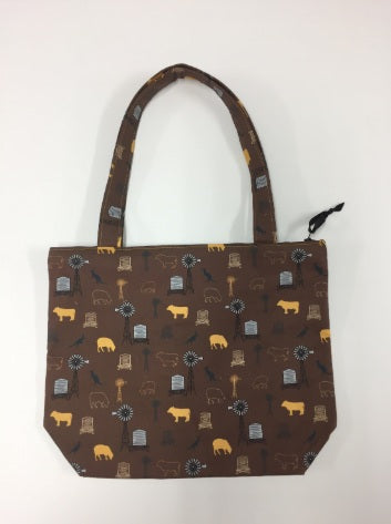 Medium Tote Bag with Zip - Farmers Fighting Spirit - Animals