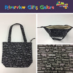 Medium Tote Bag with Zip - Farm Sweet Farm - Charcoal