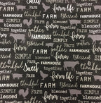 Medium Tote Bag with Zip - Farm Sweet Farm - Charcoal