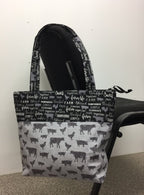 Medium Tote Bag with Zip - Farm Sweet Farm - Charcoal and Animals