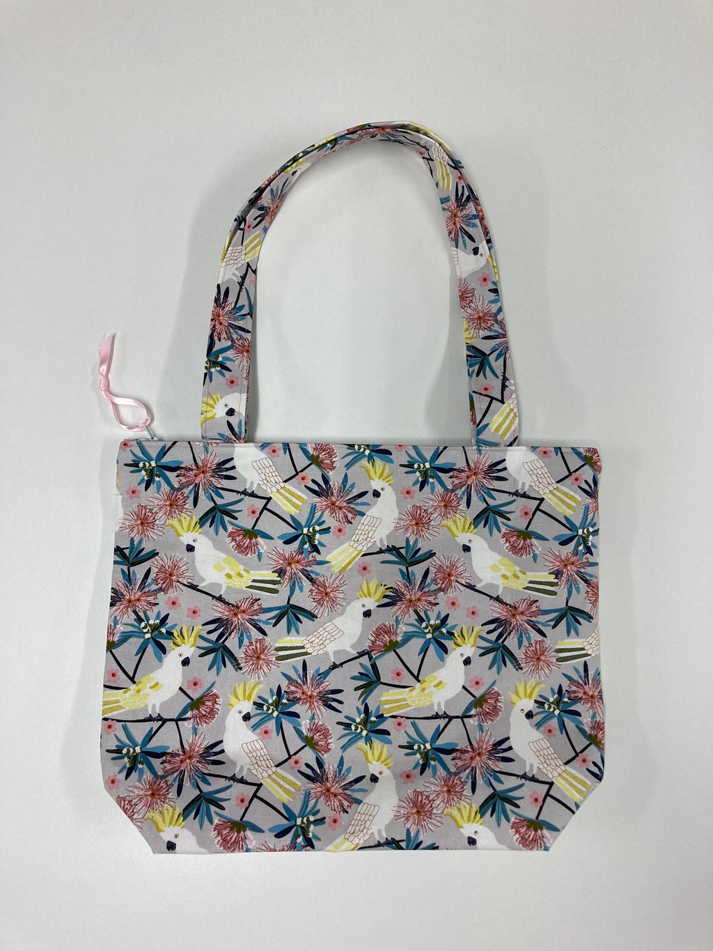 Medium Tote Bag with Zip - White Cockatoo