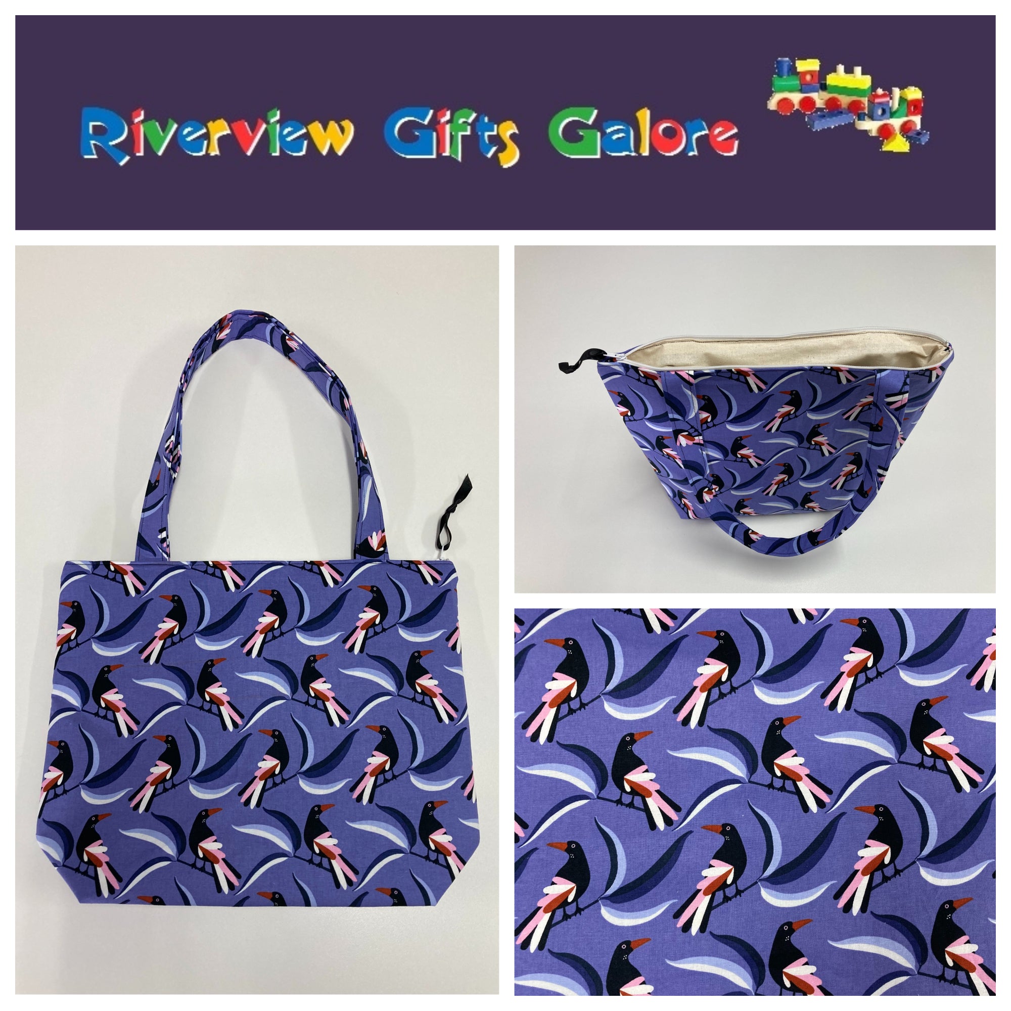 Medium Tote Bag with Zip - Magpie