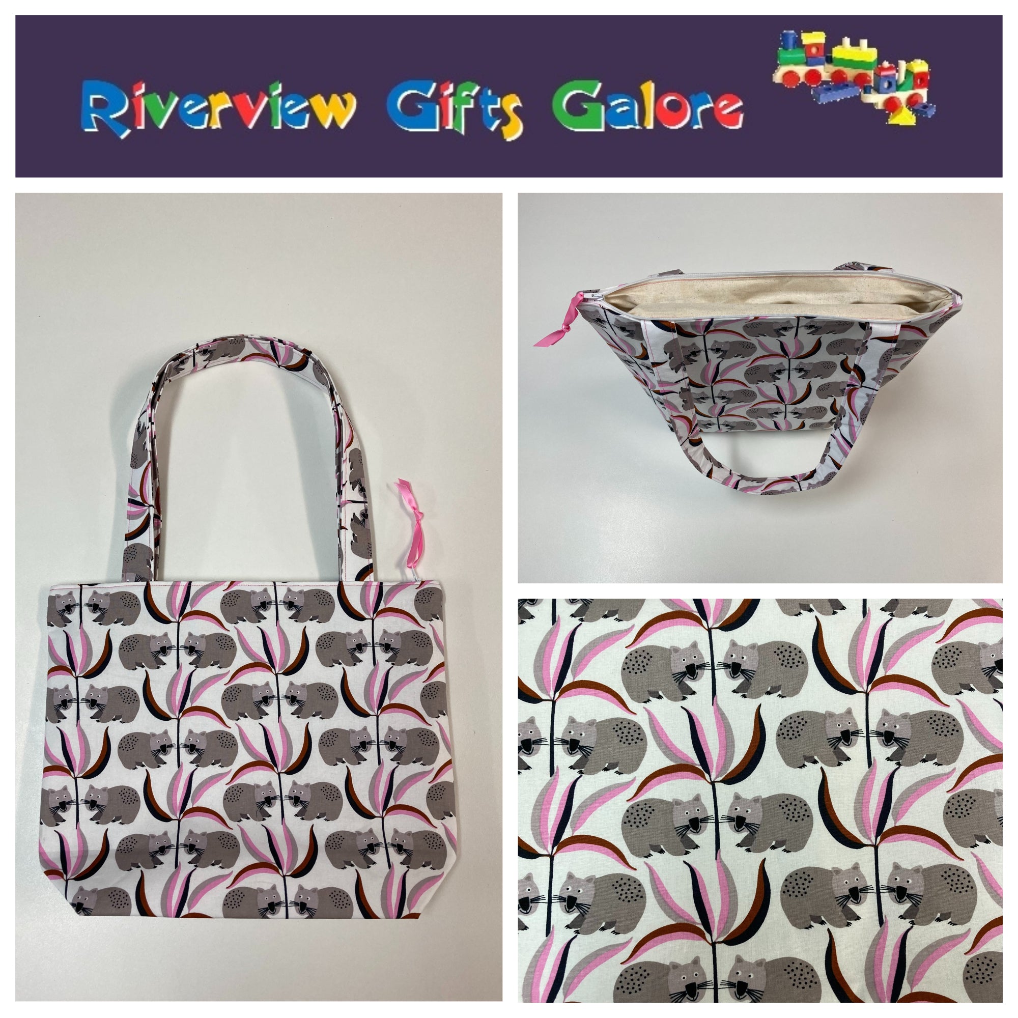 Medium Tote Bag with Zip - Wombat