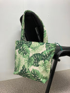 Medium Tote Bag with Zip - Leaves on Cream