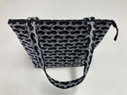 Medium Tote Bag with Zip - Black Cats on Dark Grey