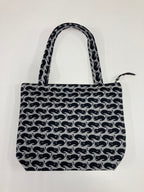 Medium Tote Bag with Zip - Black Cats on Dark Grey