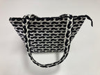 Medium Tote Bag with Zip - Black Cats on White