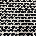 Medium Tote Bag with Zip - Black Cats on White