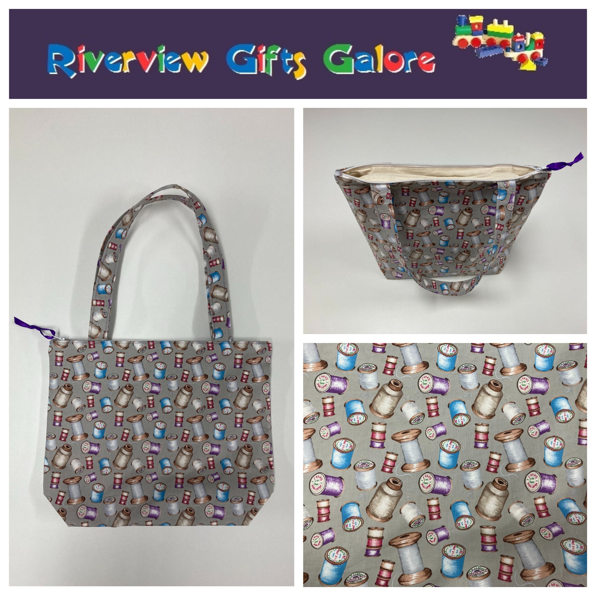 Medium Tote Bag with Zip - Sew Vintage