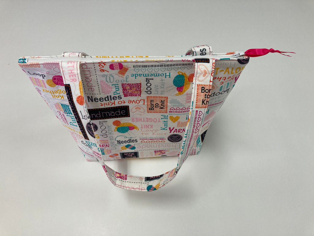 Medium Tote Bag with Zip - Words to Knit By