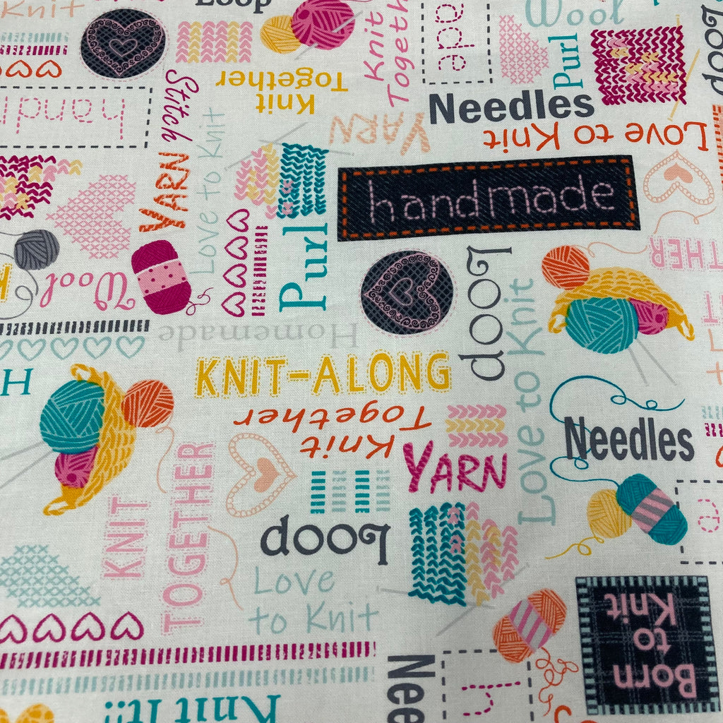 Medium Tote Bag with Zip - Words to Knit By