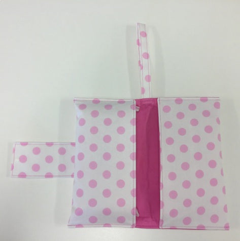 Nappy Wallet – White with Pink Spots