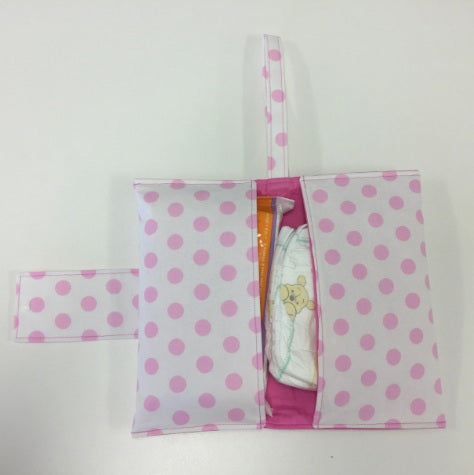 Nappy Wallet – White with Pink Spots