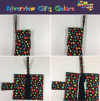 Nappy Wallet – Black with Colourful Dots