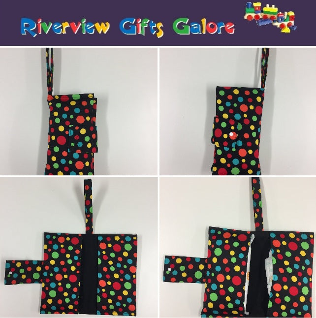 Nappy Wallet – Black with Colourful Dots